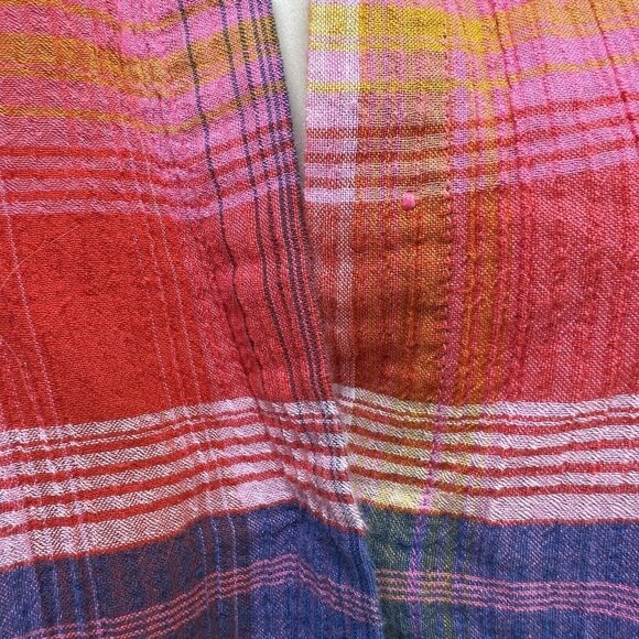 Soft Surroundings Petite XL Plaid Shirt Button Smocked Collared Top - Picture 9 of 10